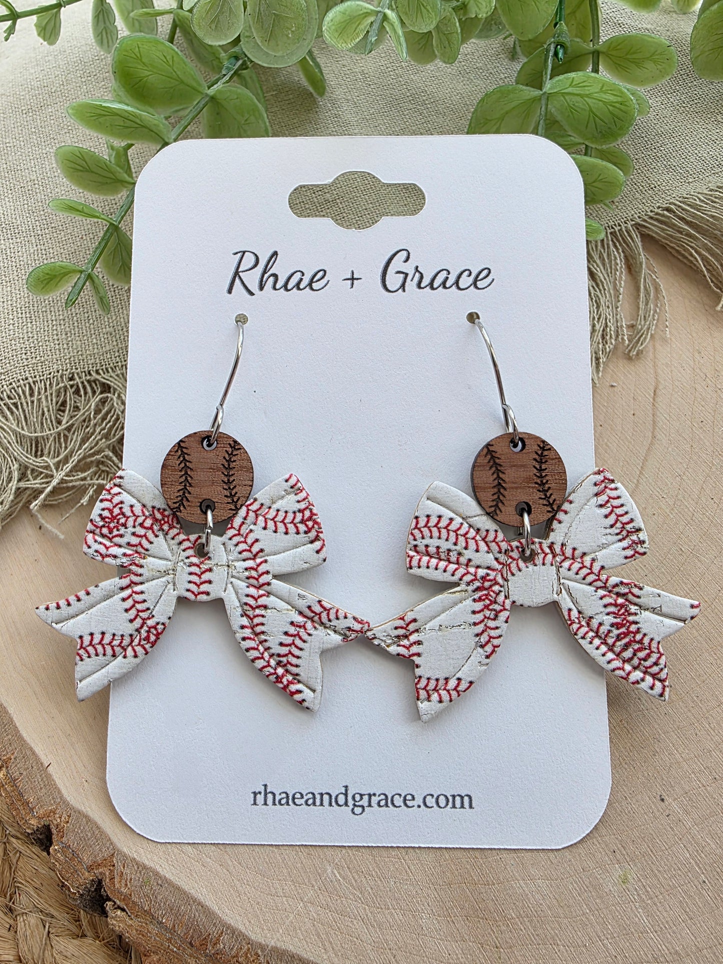 Baseball Bow Earrings