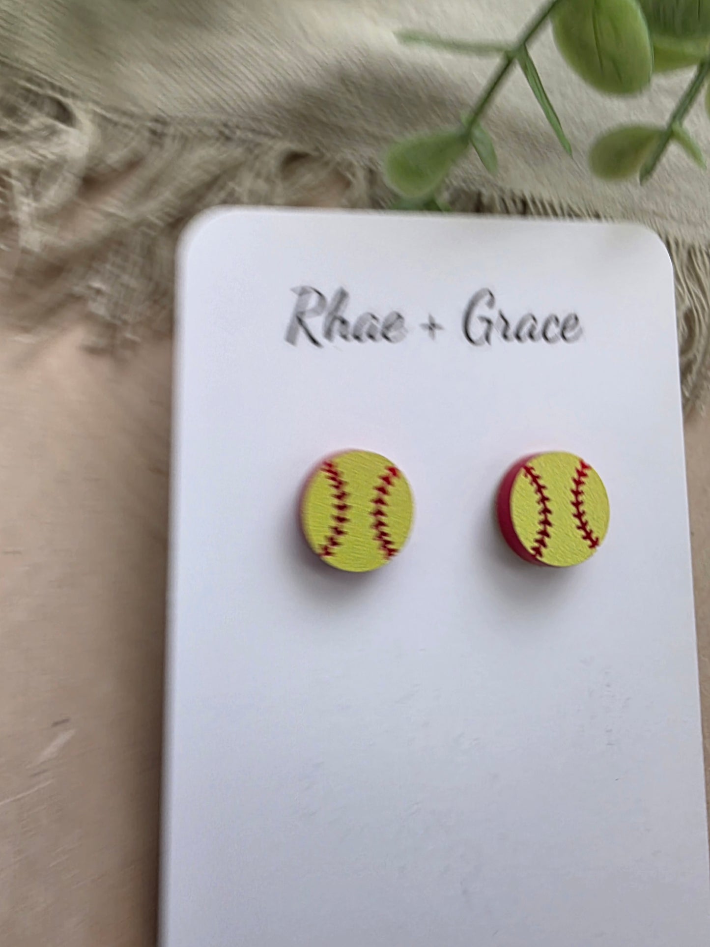 Softball Stud Earrings - 12mm