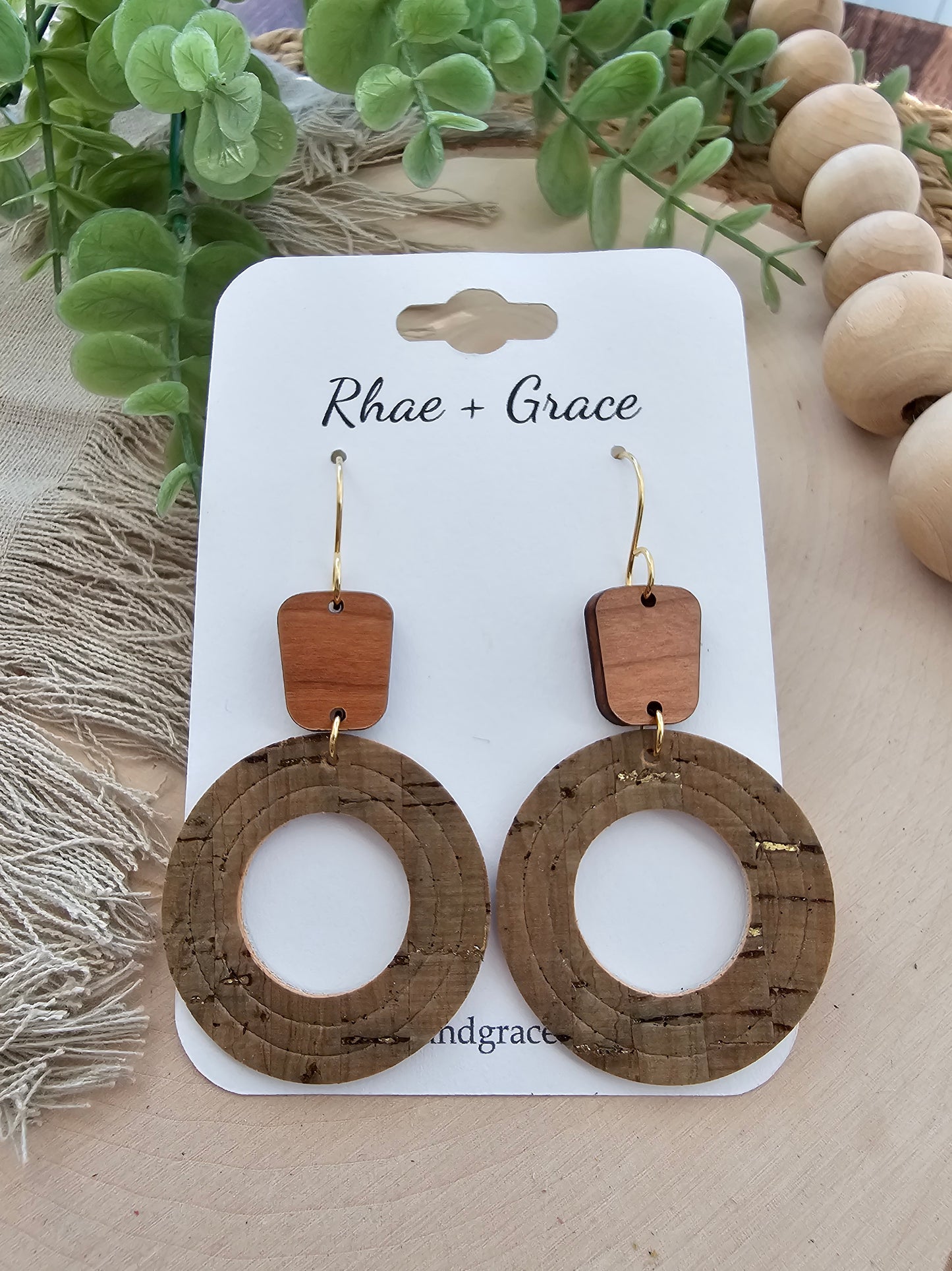 Olive Green Embossed Circle Cutout Earrings