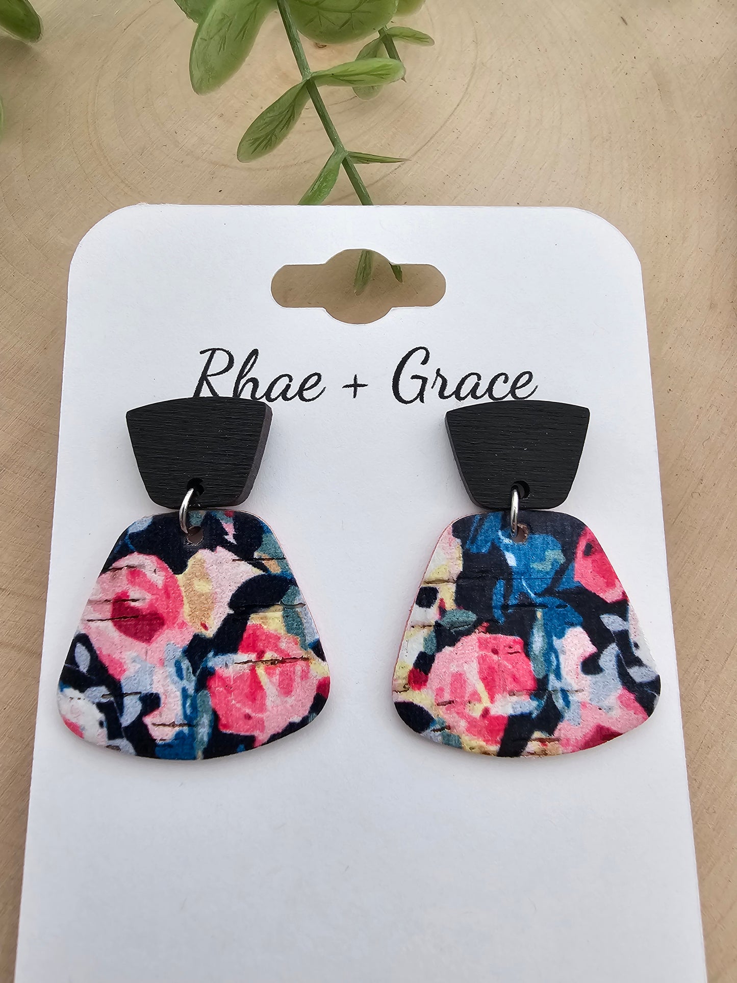 Midnight Rose Garded Rounded Trapezoid Earrings