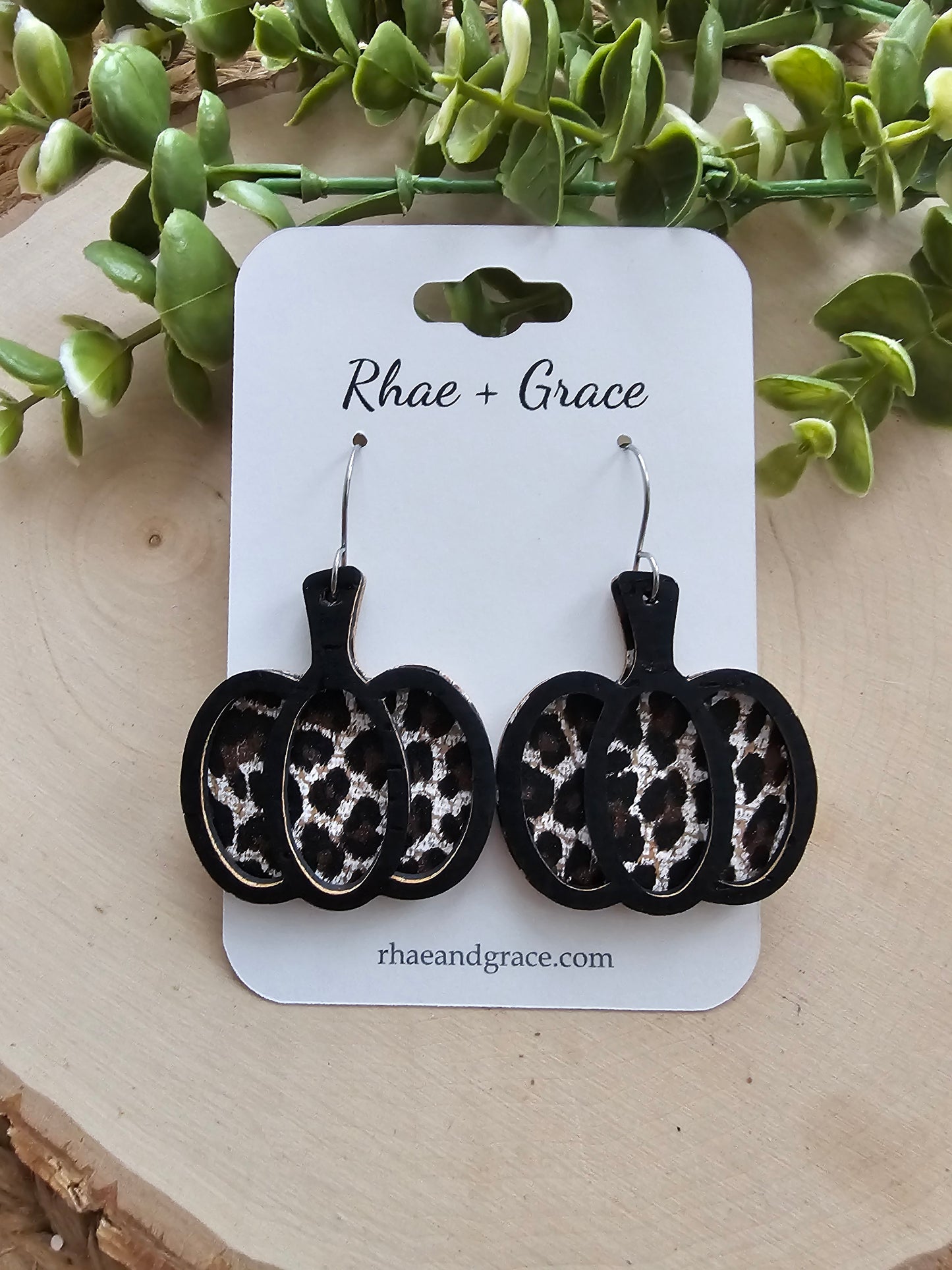 Leopard Print Pumpkin Earrings