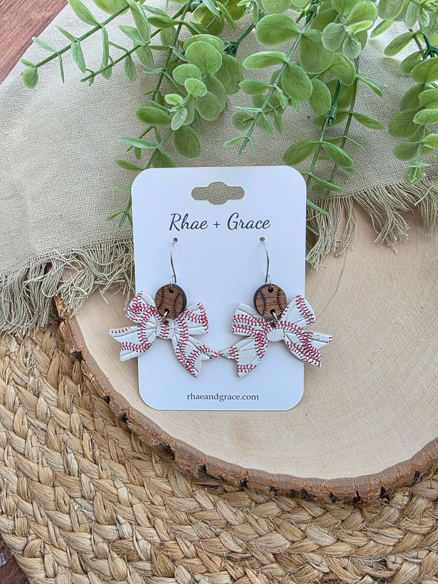 Baseball Bow Earrings