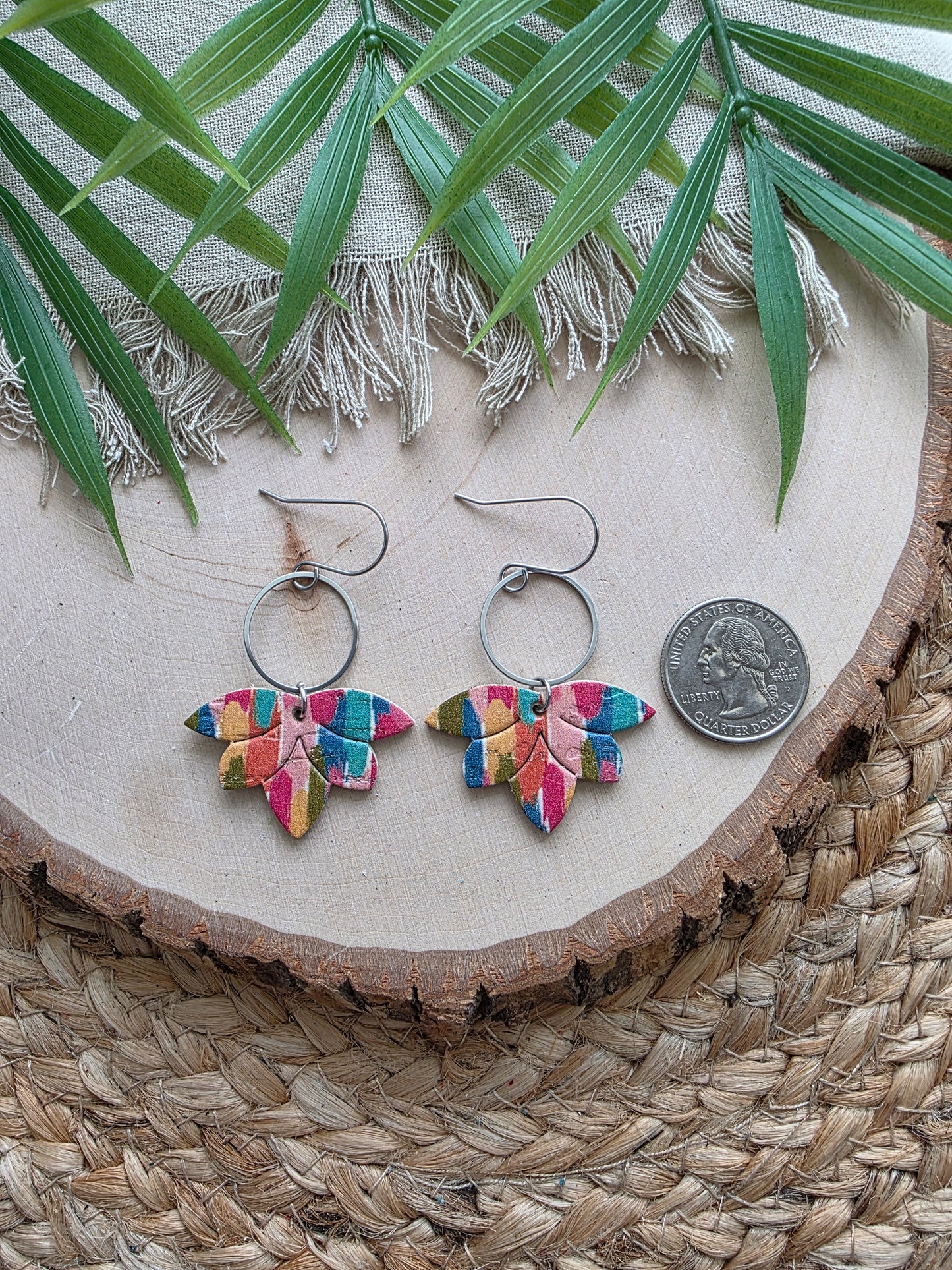 Colorful Brushstrokes Embossed Earrings
