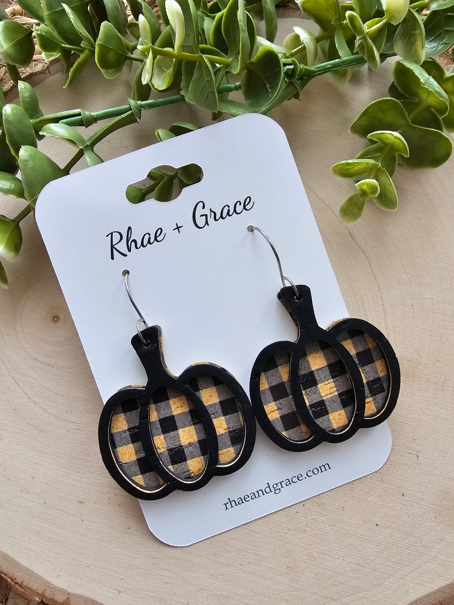 Bumblebee Plaid Pumpkin Earrings