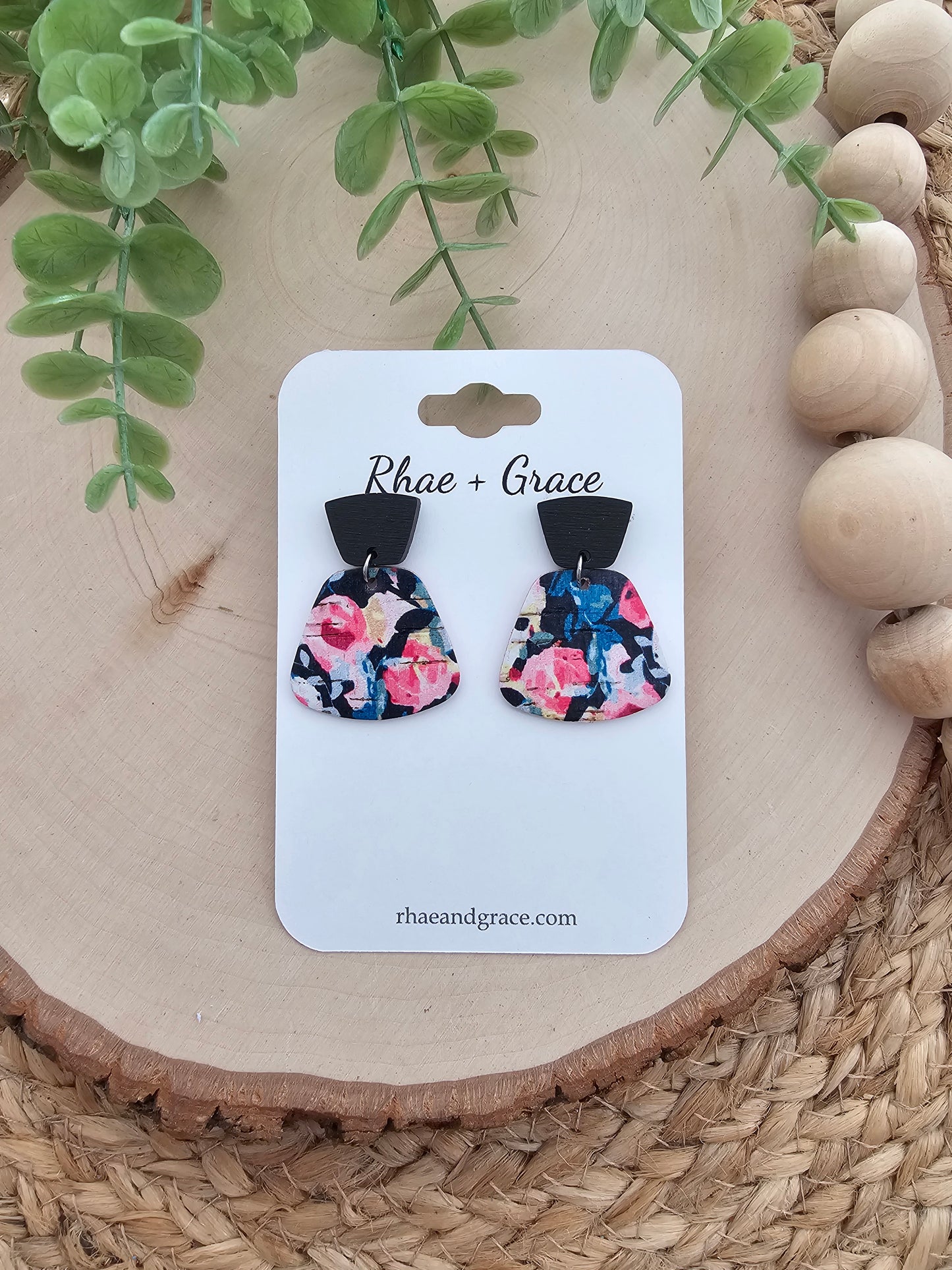 Midnight Rose Garded Rounded Trapezoid Earrings
