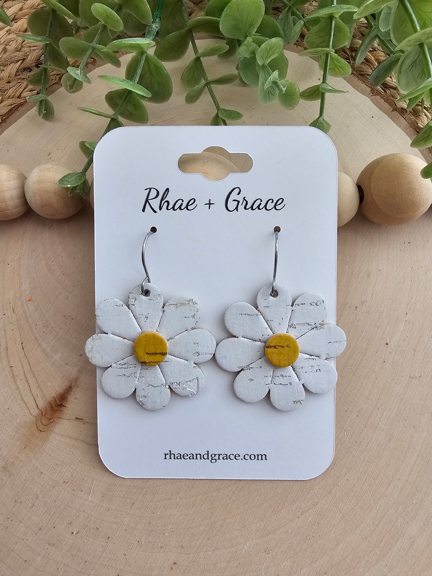White Daisy Flower Earrings