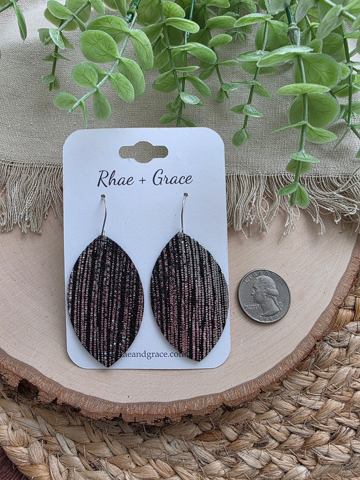 Black & Silver Leaf Earrings