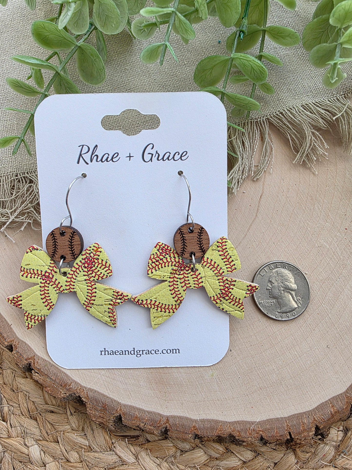 Softball Bow Earrings