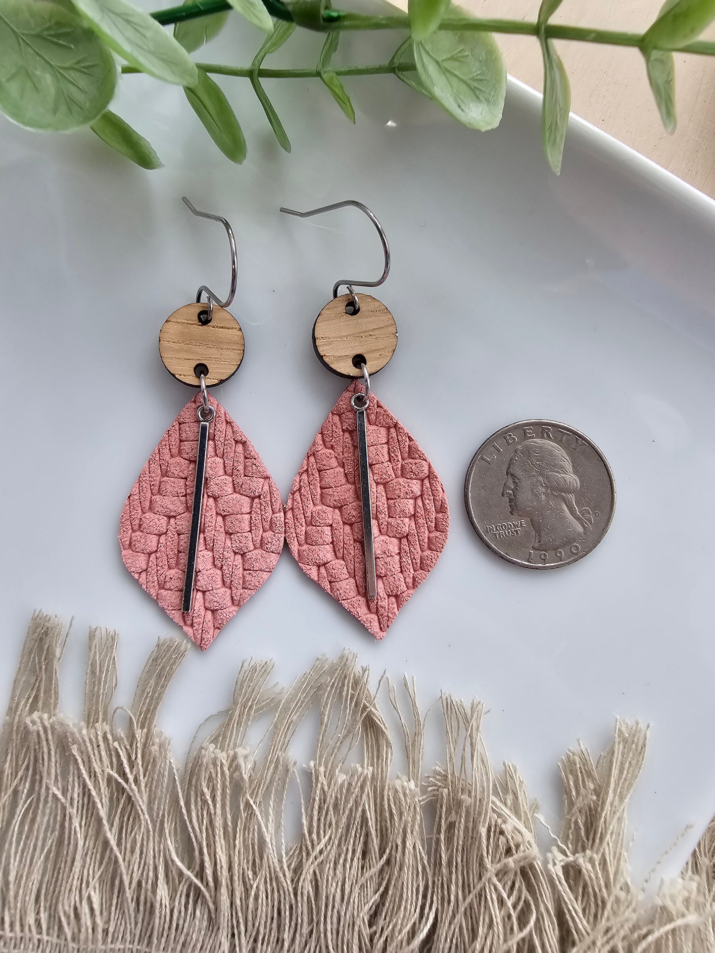 Carnation Pink Pointed Petal Earrings