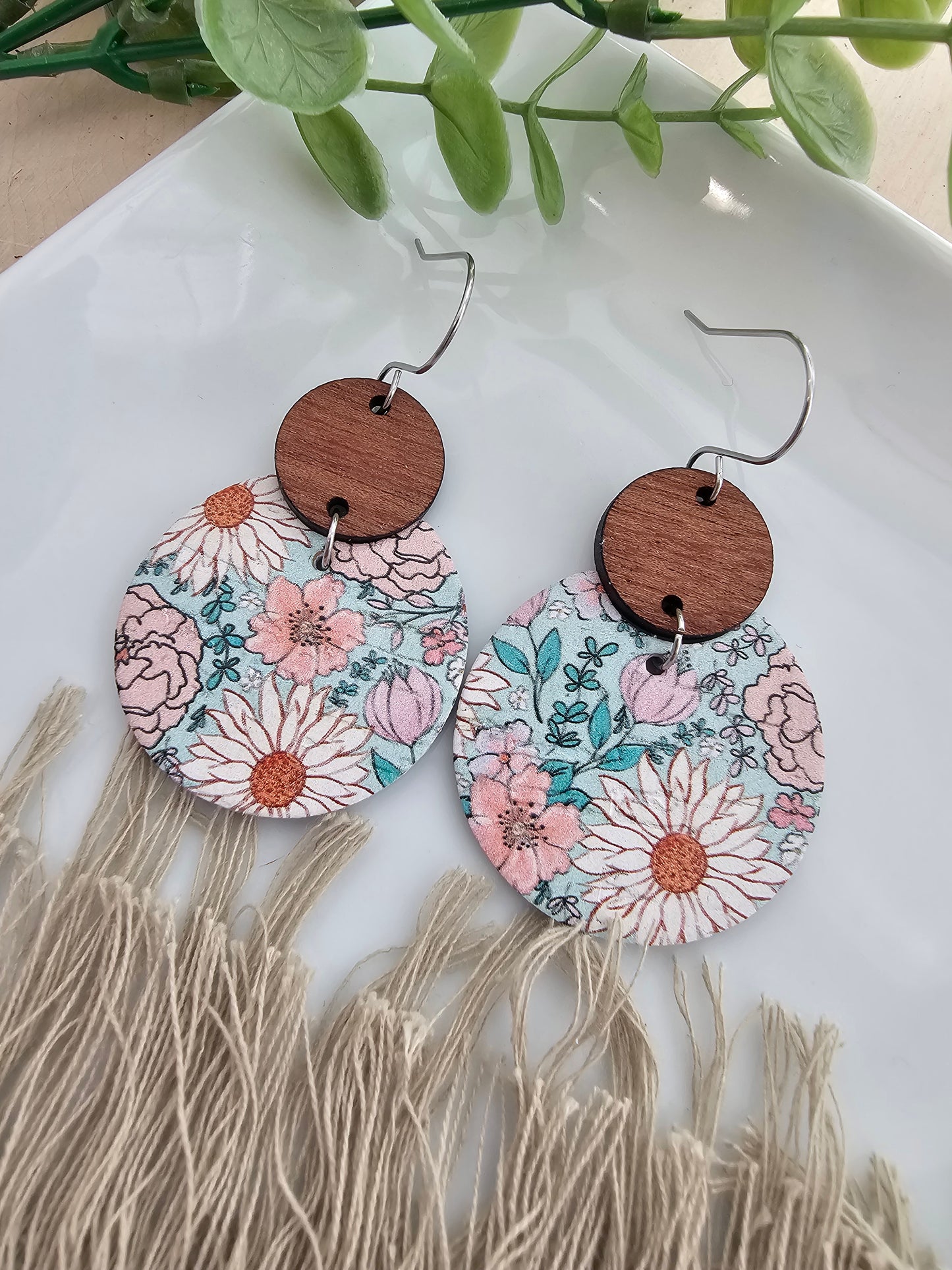 Spring Boho Blooms Floral Circle Earrings