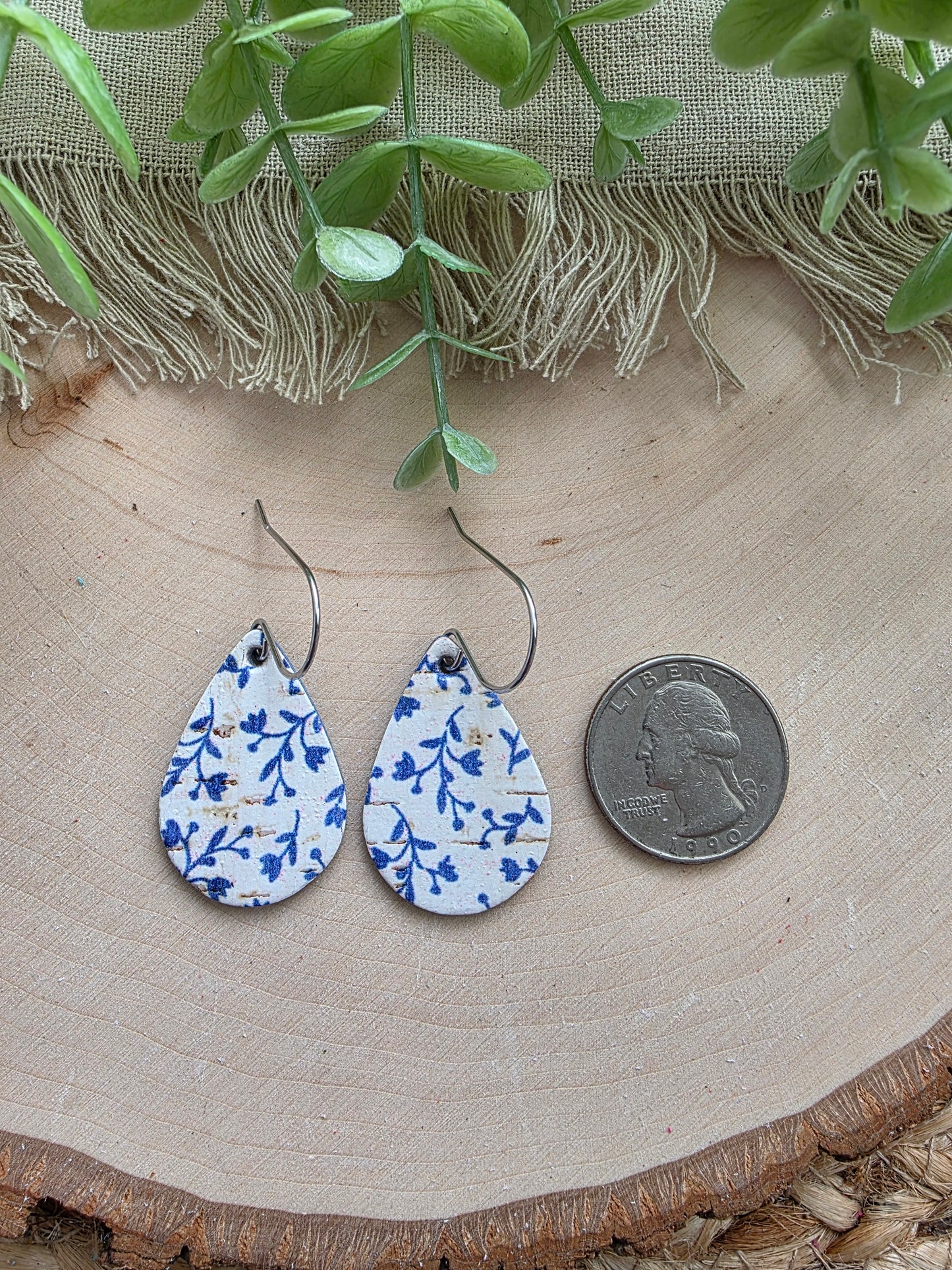 Bluebell Blue & White Teardrop Earrings - Small