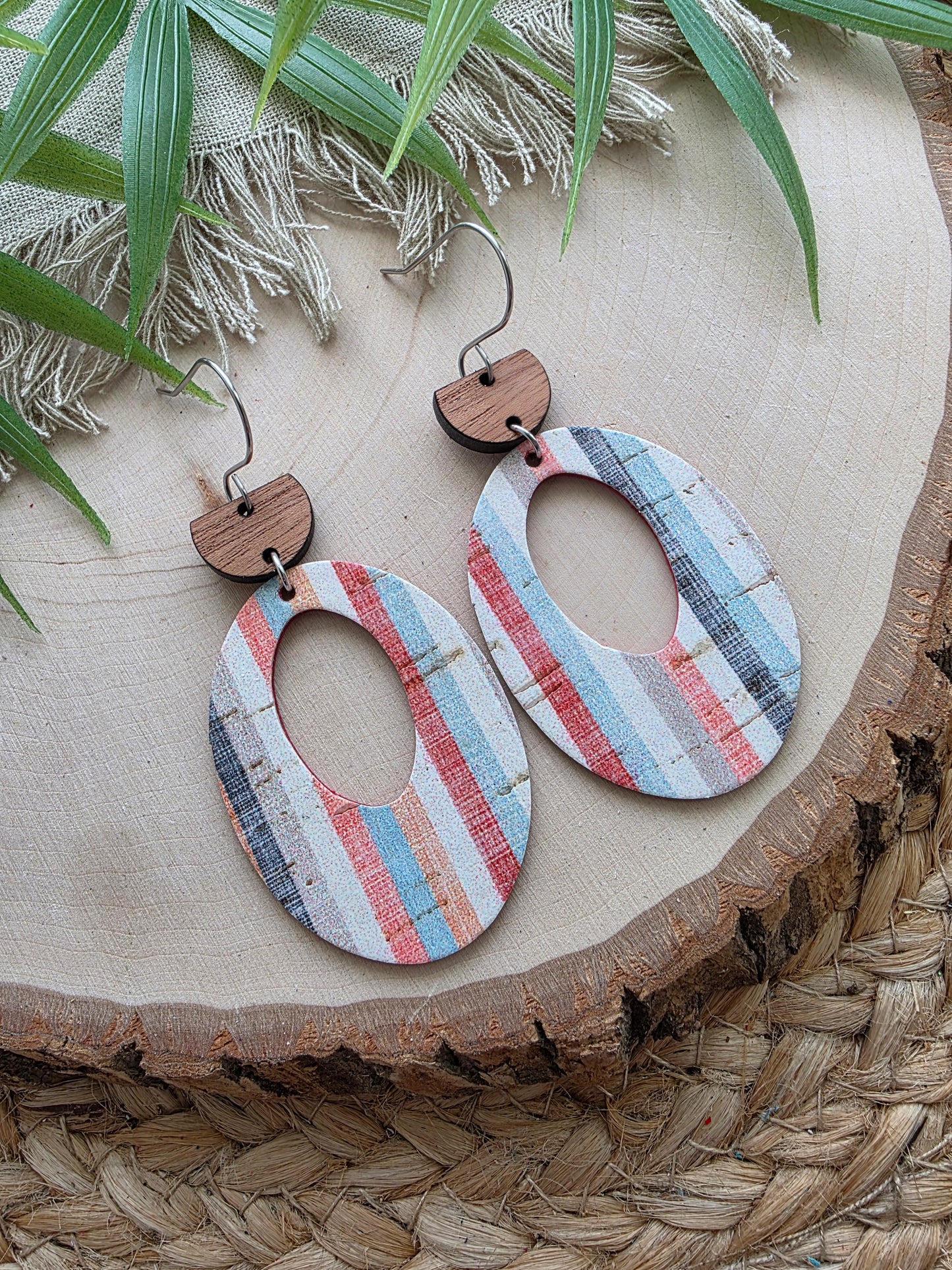 Sunset Stripes Chunky Oval Earrings