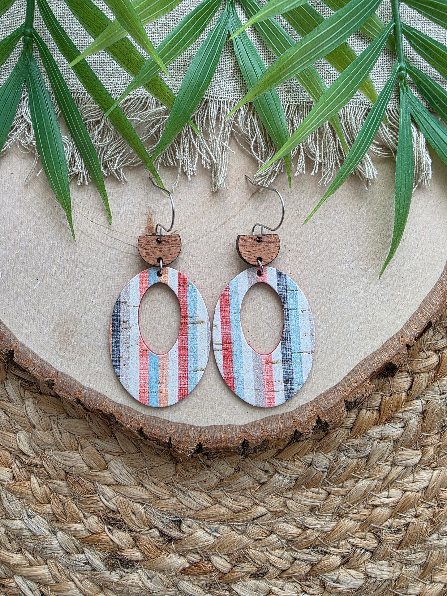 Sunset Stripes Chunky Oval Earrings