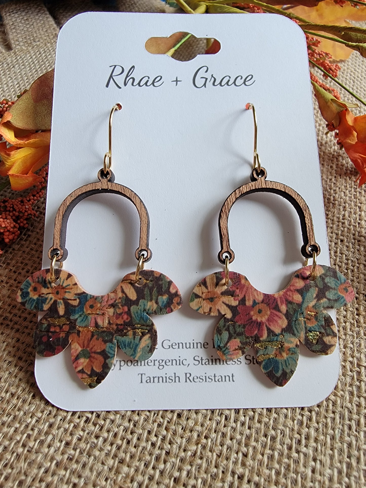 Vintage Blooms Floral Half Flower Earrings