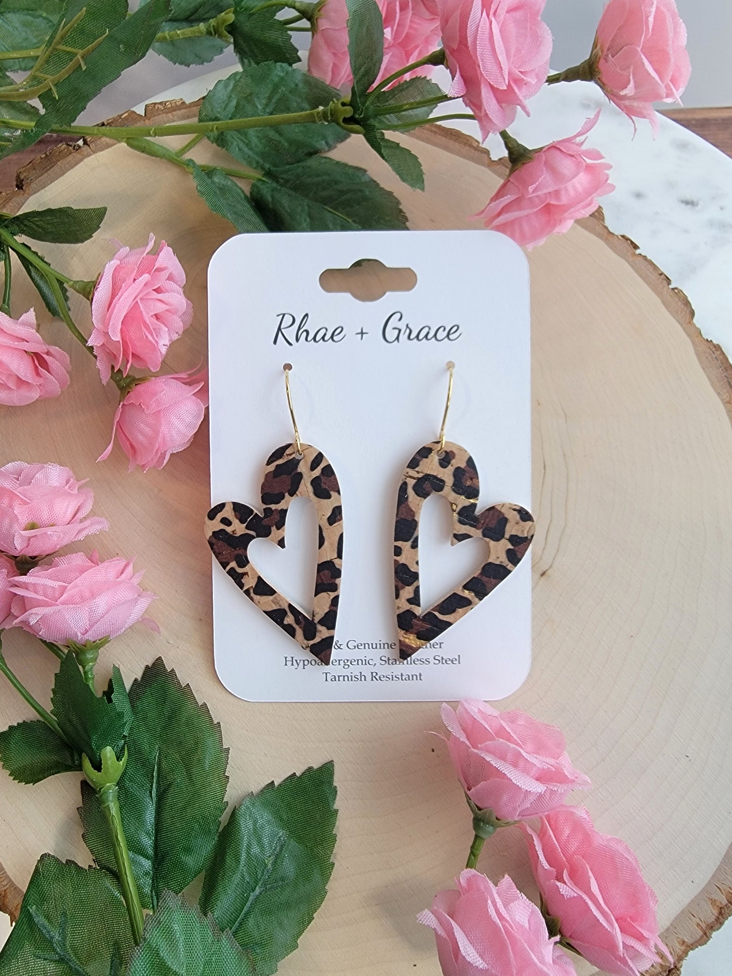 Cheetah Print Open Heart Earrings