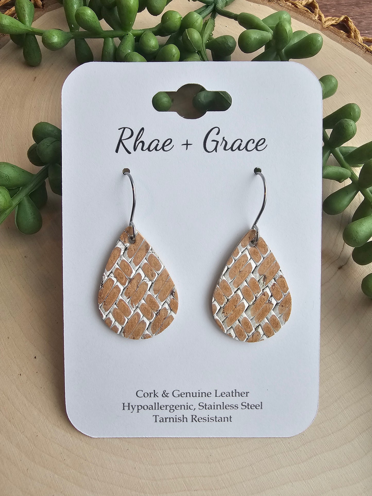 Rustic Basketweave Teardrop Earrings - Small