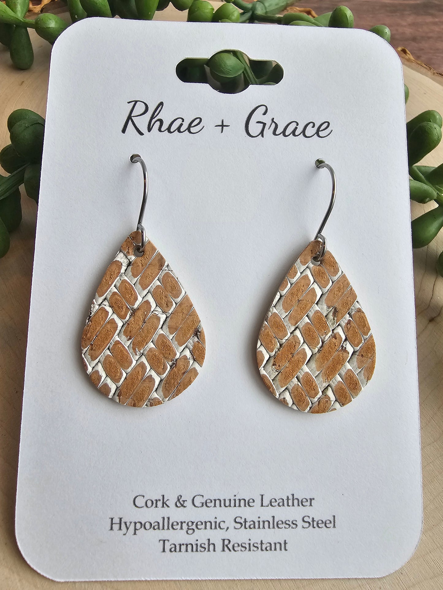 Rustic Basketweave Teardrop Earrings - Small