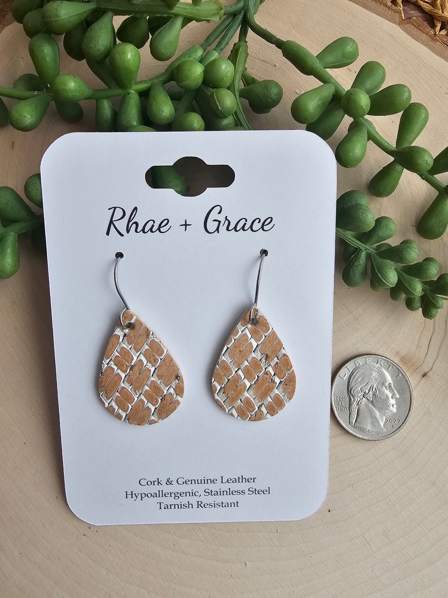 Rustic Basketweave Teardrop Earrings - Small