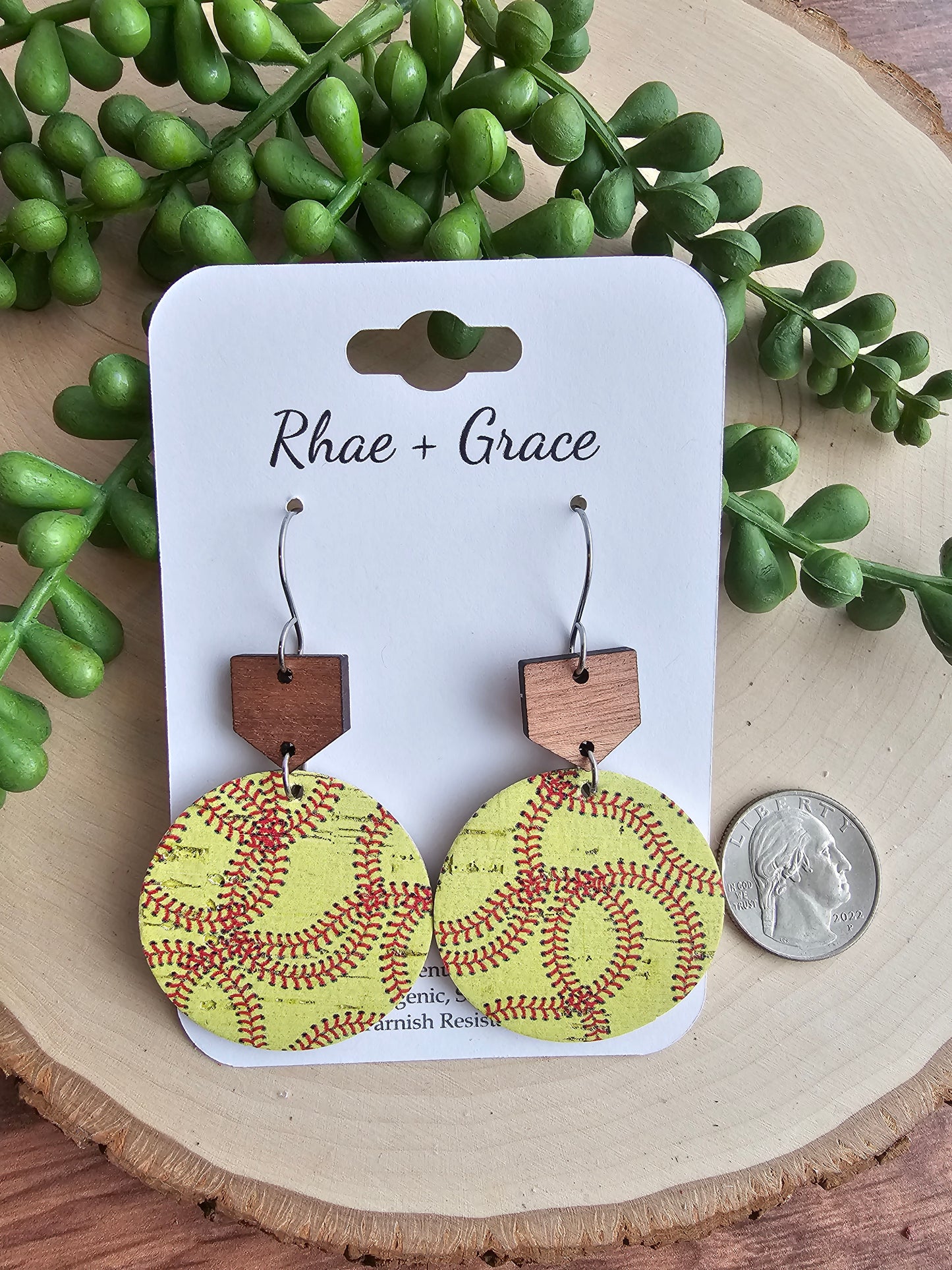 Softball Home Plate Earrings - Large