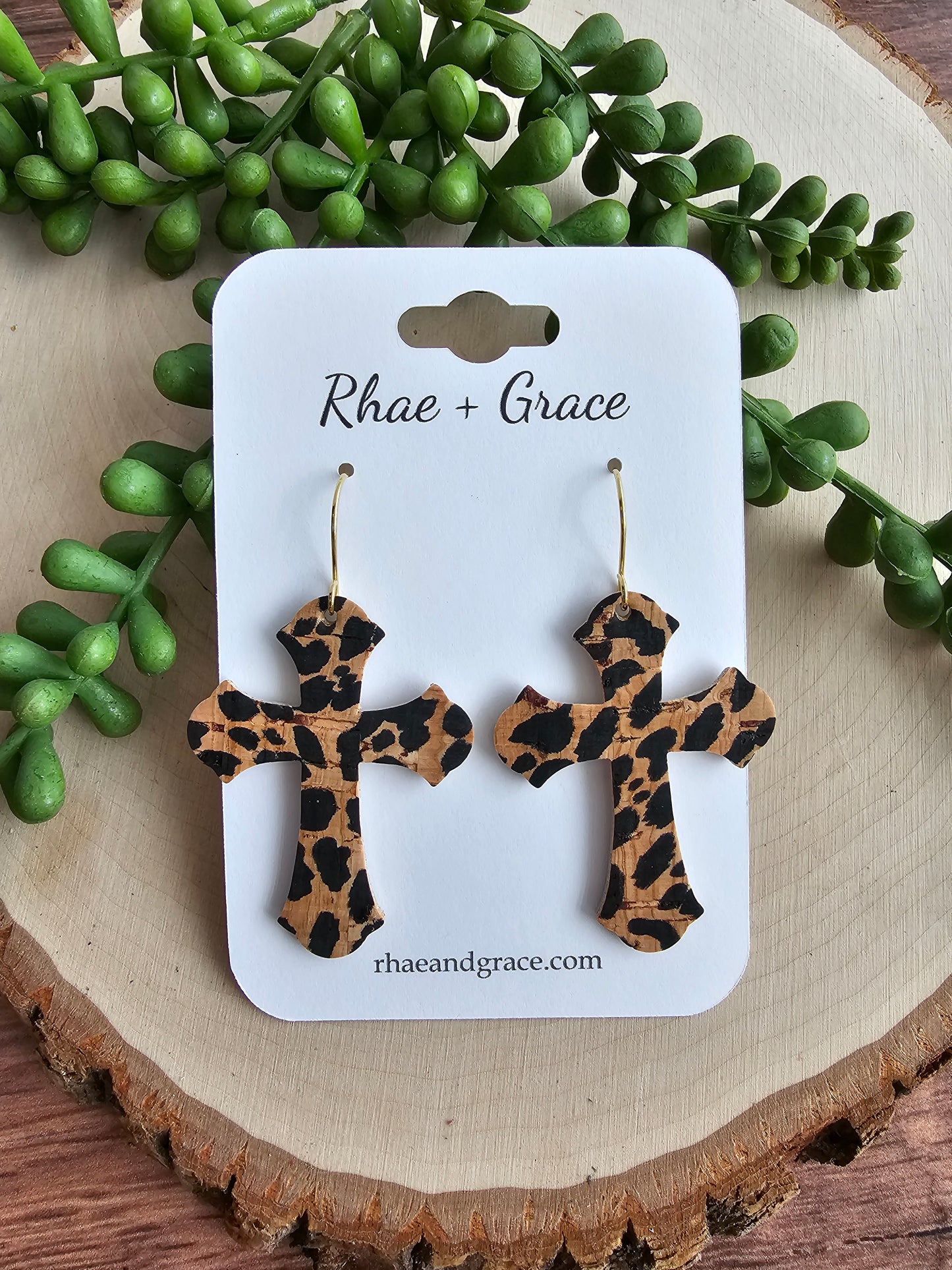 Leopard Print Cross Earrings