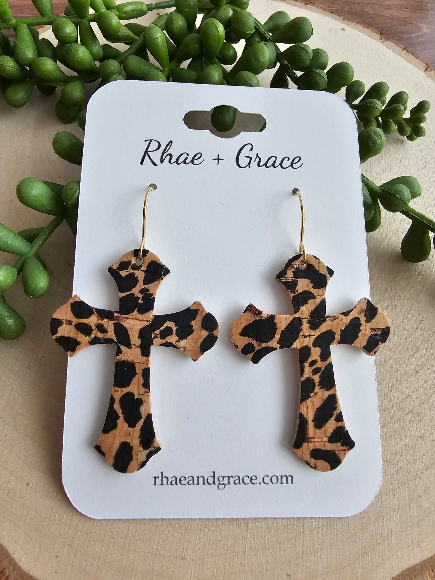 Leopard Print Cross Earrings
