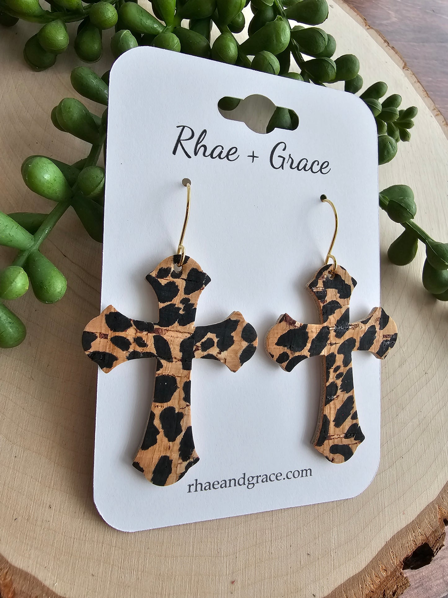 Leopard Print Cross Earrings