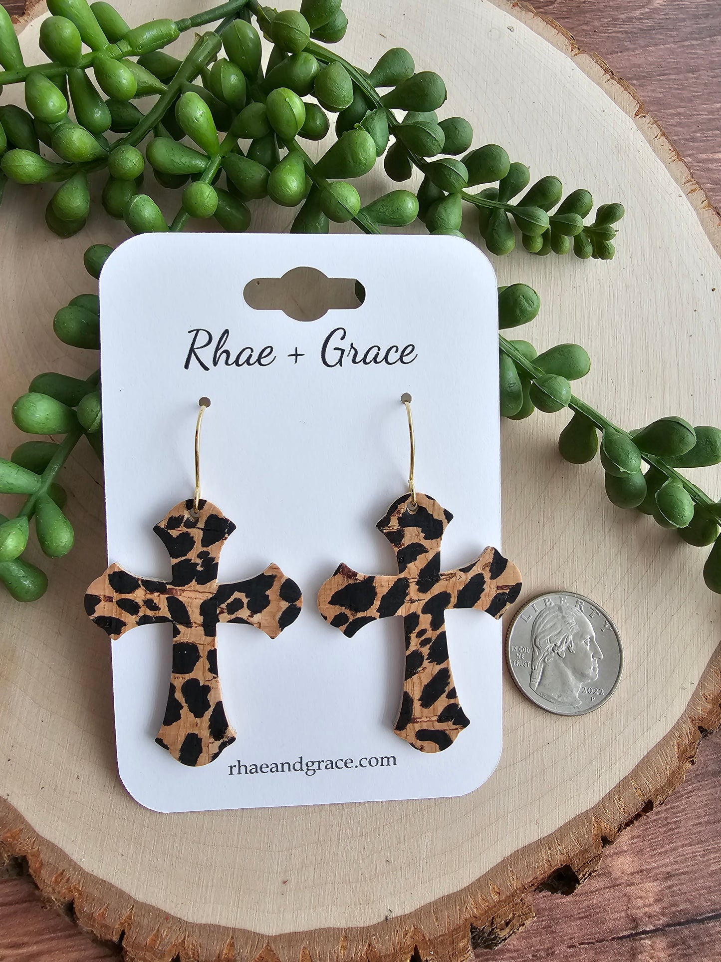 Leopard Print Cross Earrings