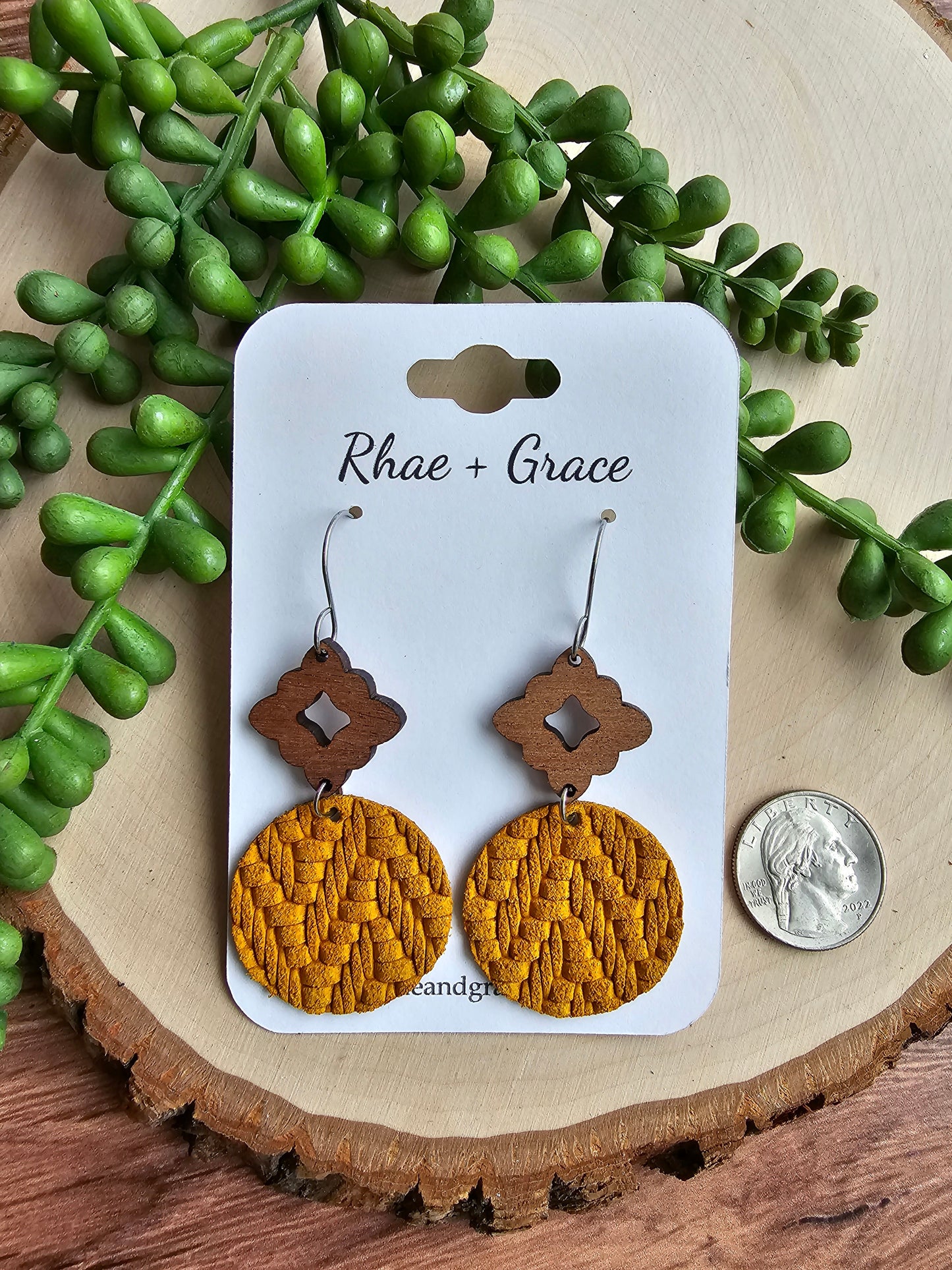 Dijon Mustard Knit Circle Drop Earrings