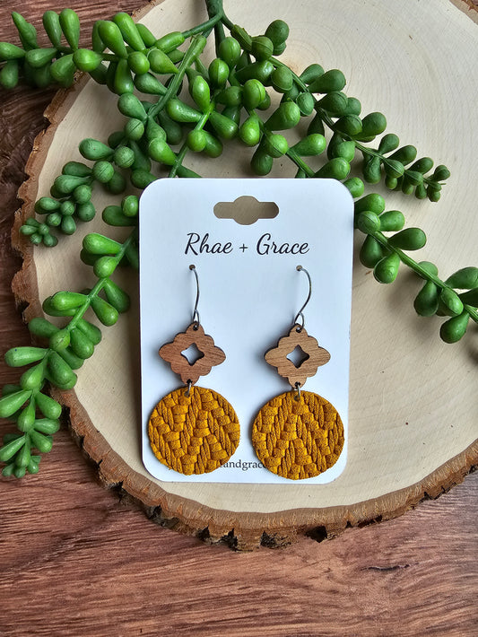 Dijon Mustard Knit Circle Drop Earrings