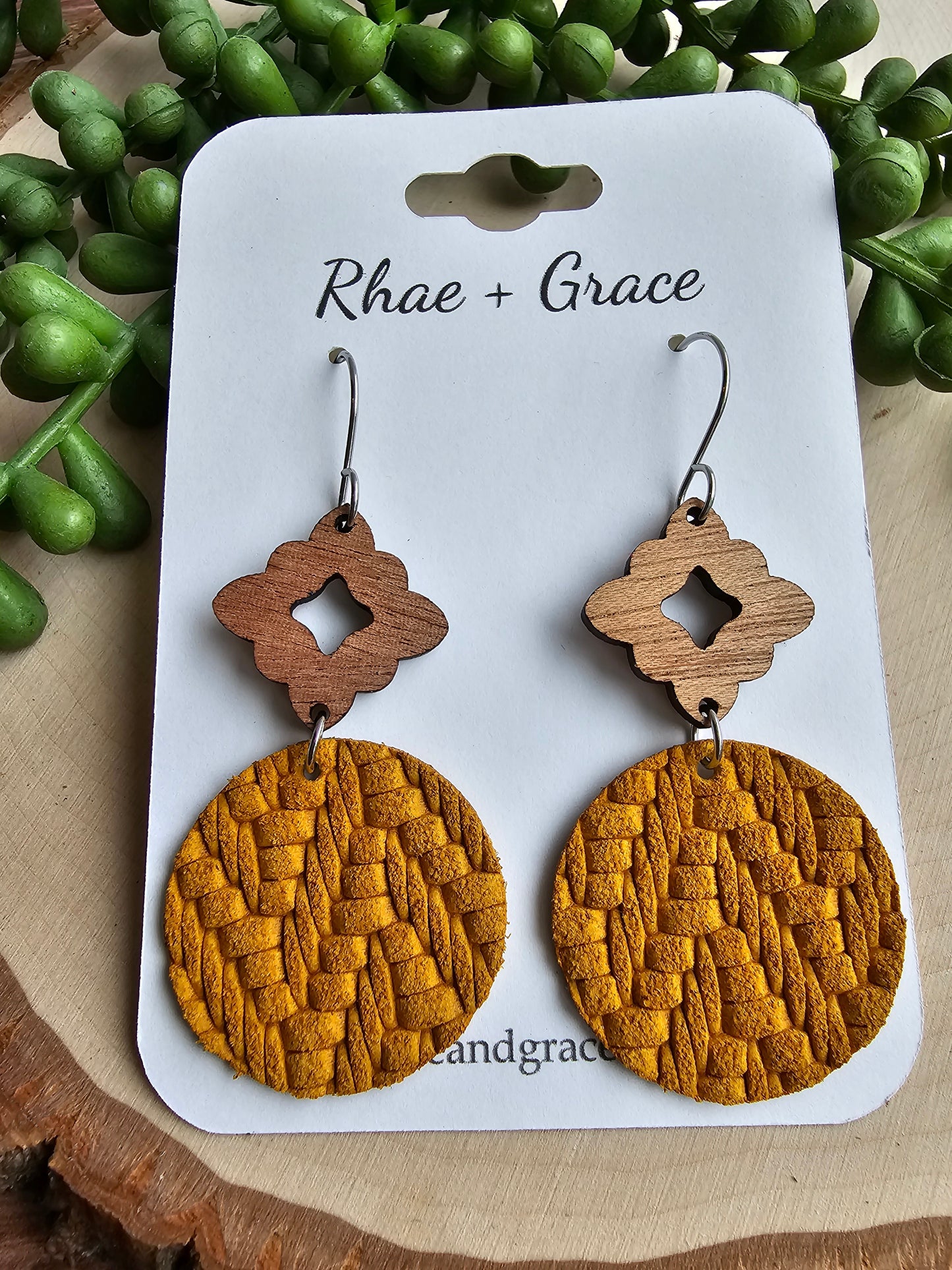 Dijon Mustard Knit Circle Drop Earrings