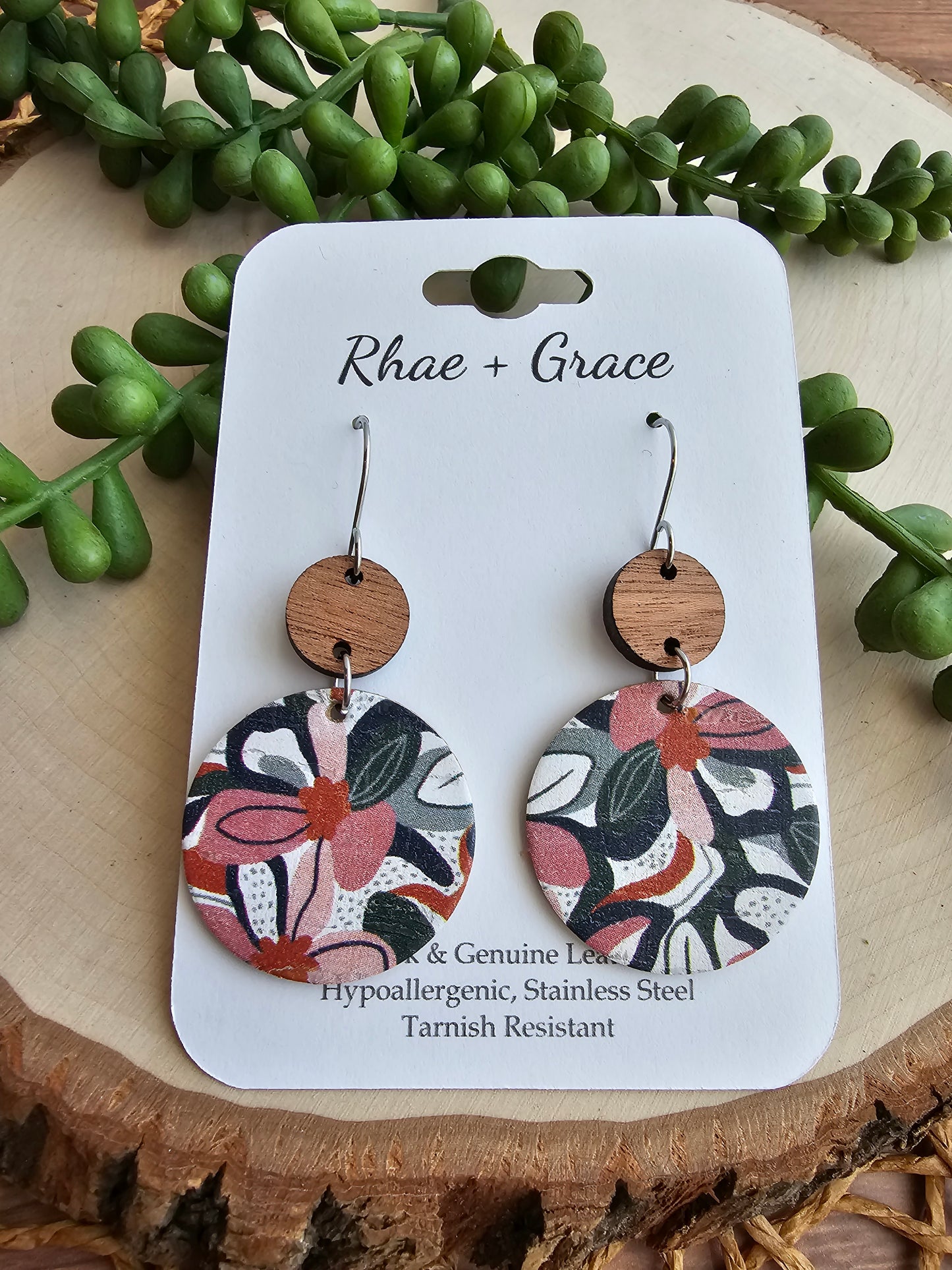 Retro Floral Circle Drop Earrings