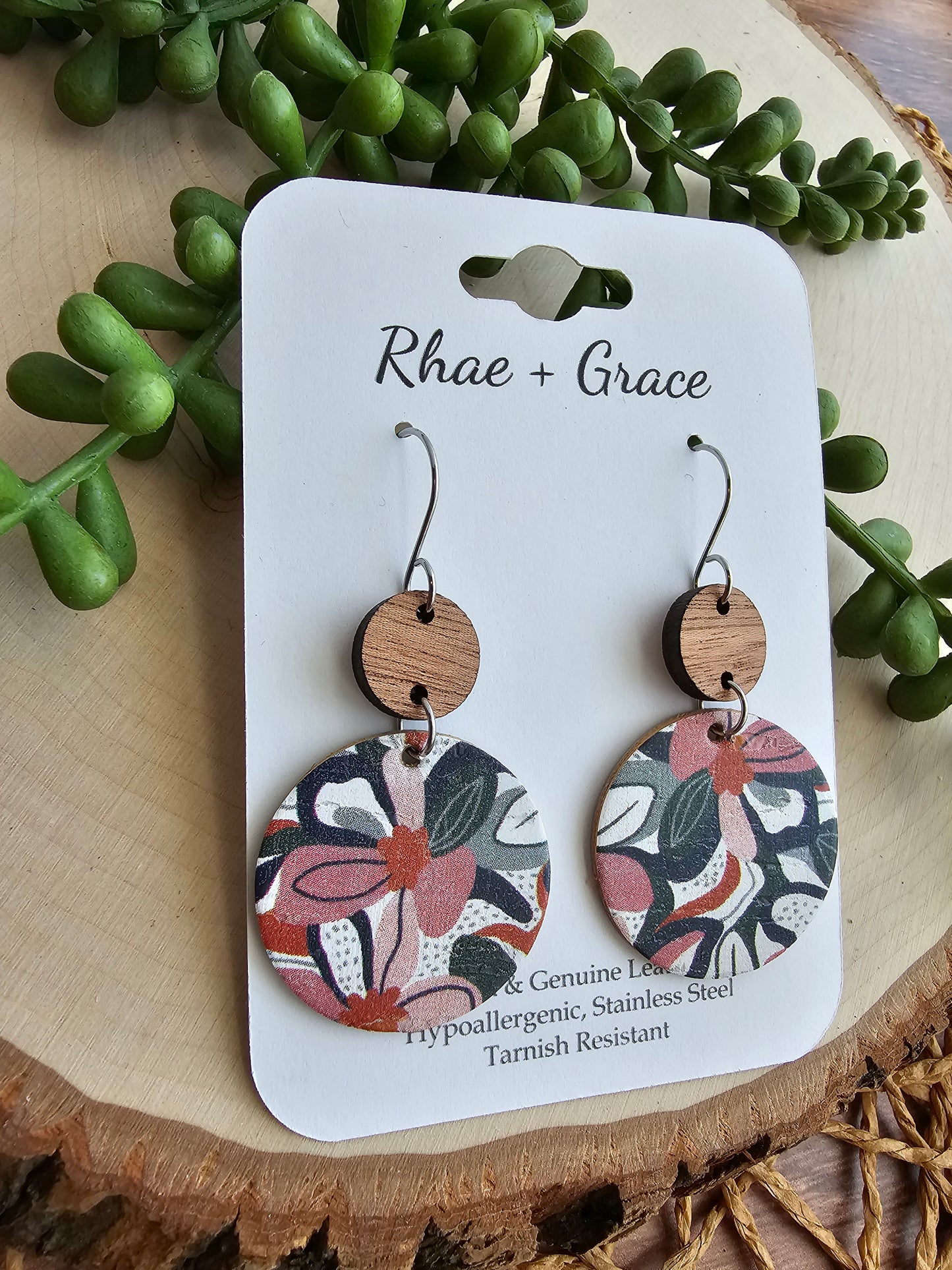 Retro Floral Circle Drop Earrings