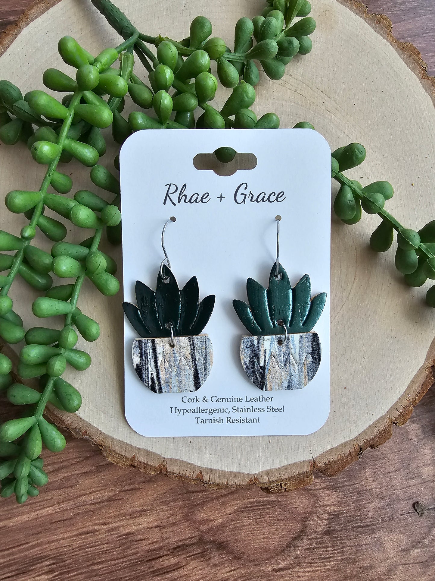 Glazed Potted Plant Earrings