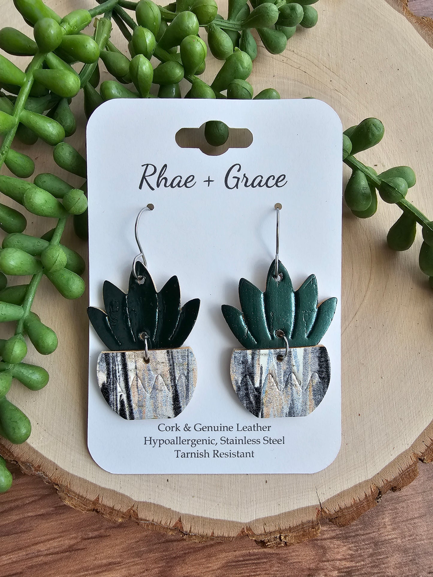 Glazed Potted Plant Earrings