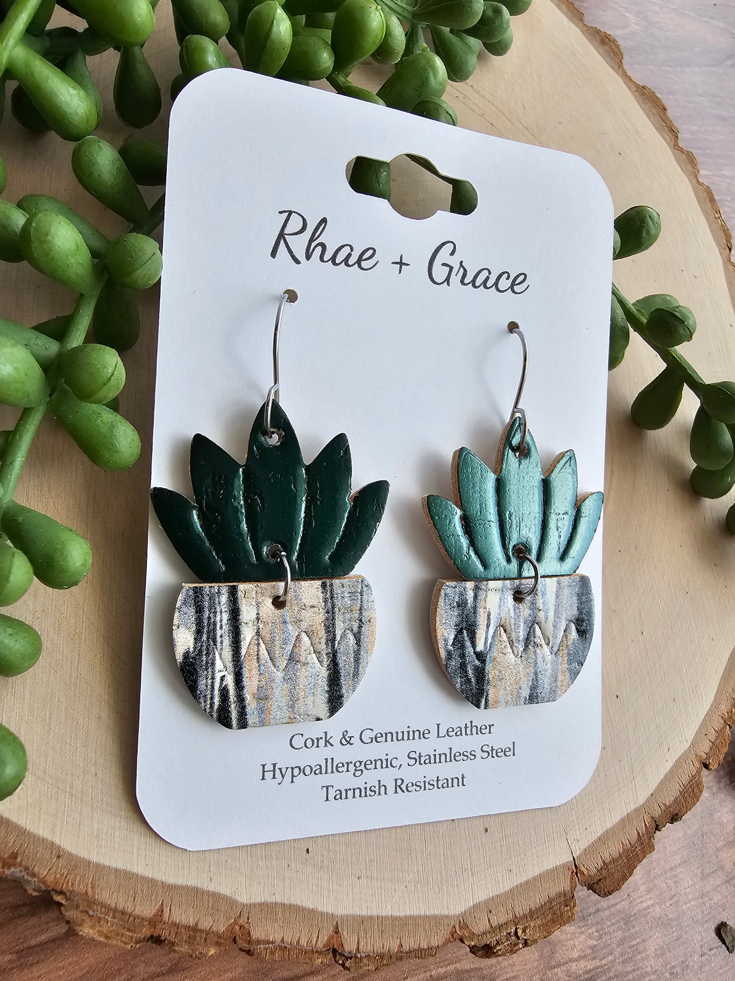 Glazed Potted Plant Earrings