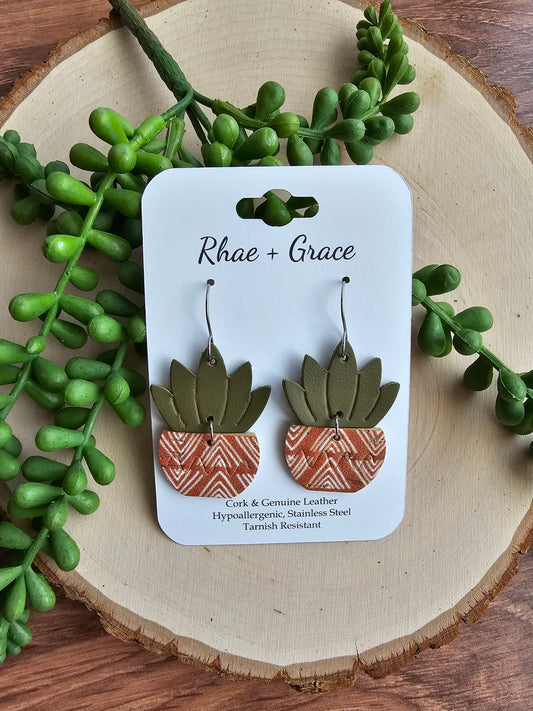 Burnt Orange Potted Plant Earrings