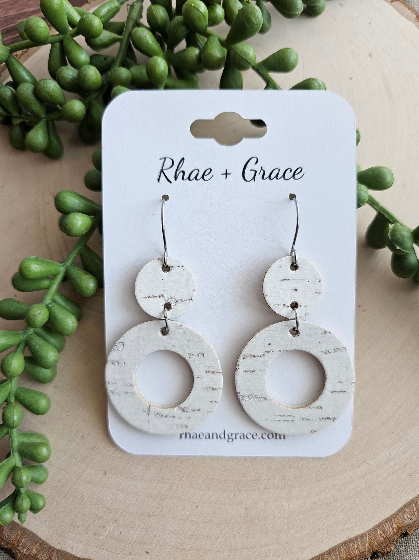 White Birch Open Circle Earrings