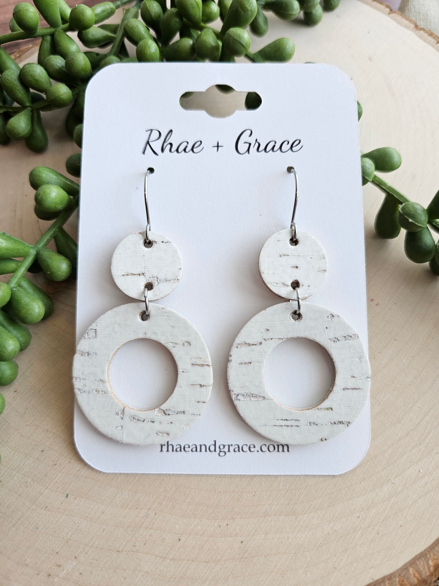 White Birch Open Circle Earrings