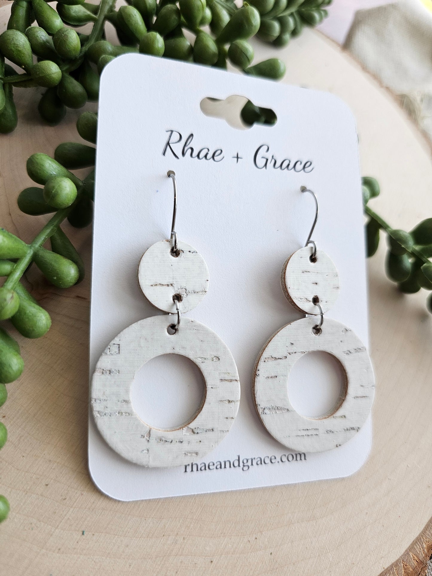 White Birch Open Circle Earrings