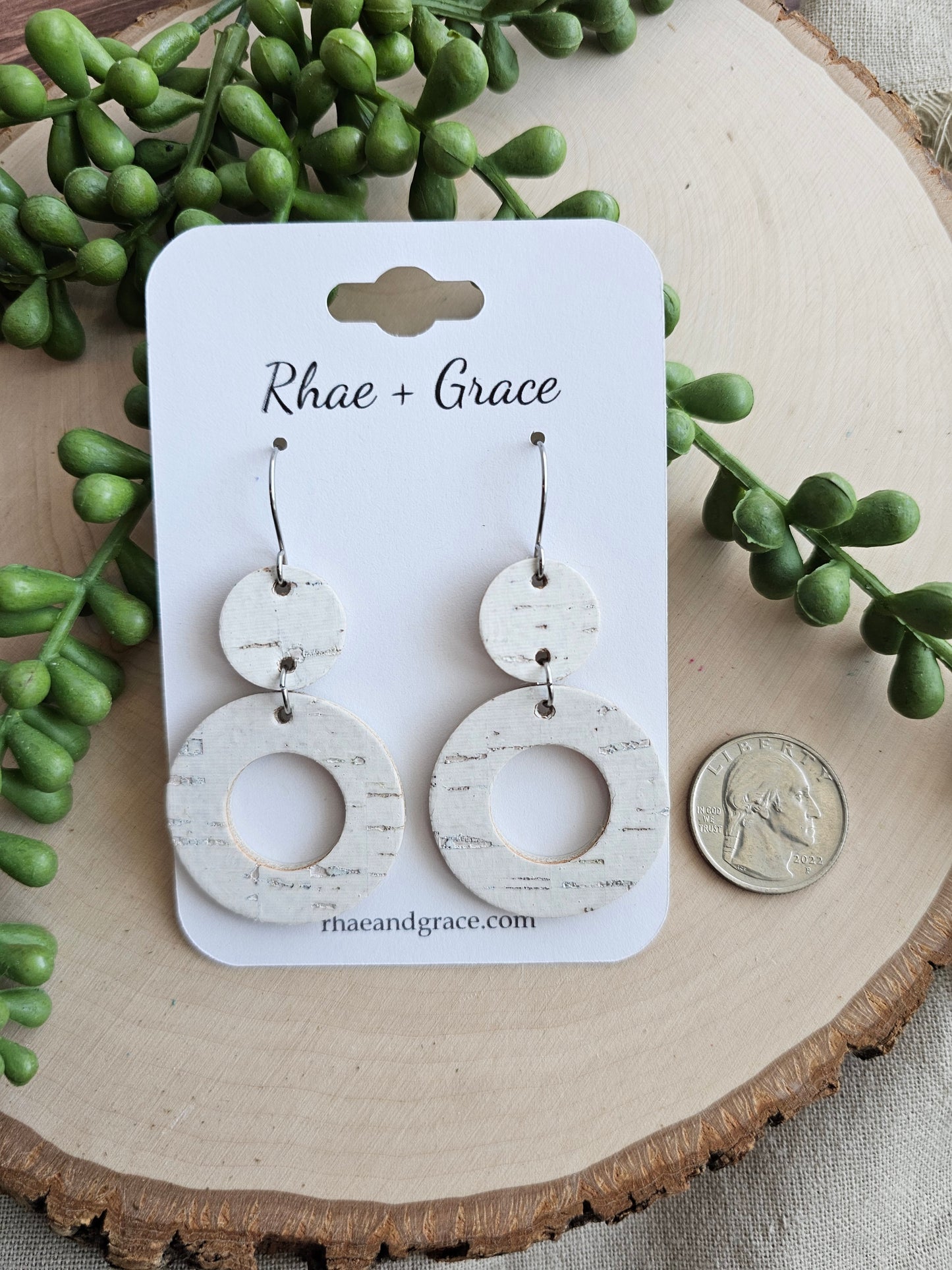 White Birch Open Circle Earrings