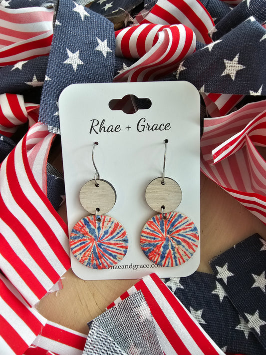 *Limited* Patriotic Tie Dye Circle Drop Earrings