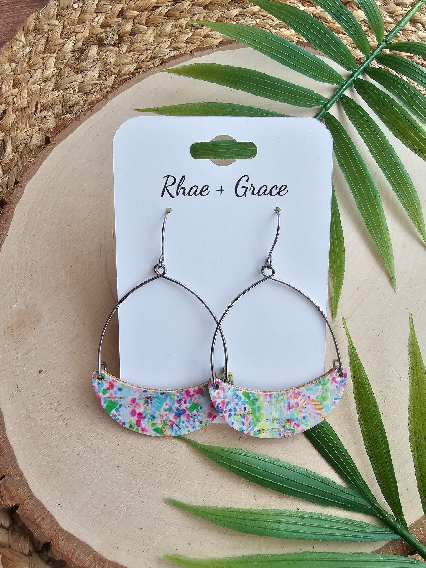 Summer Breeze Floral Crescent Hoop Earrings