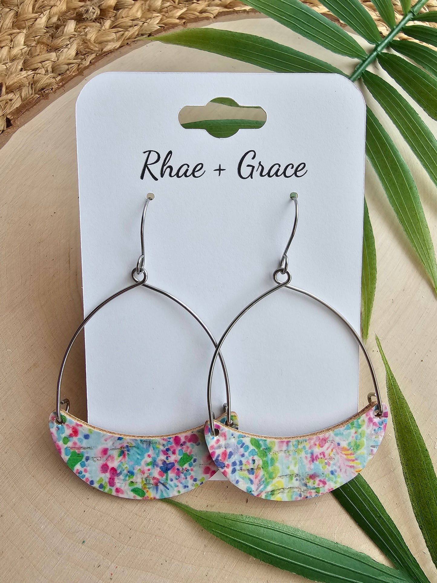 Summer Breeze Floral Crescent Hoop Earrings