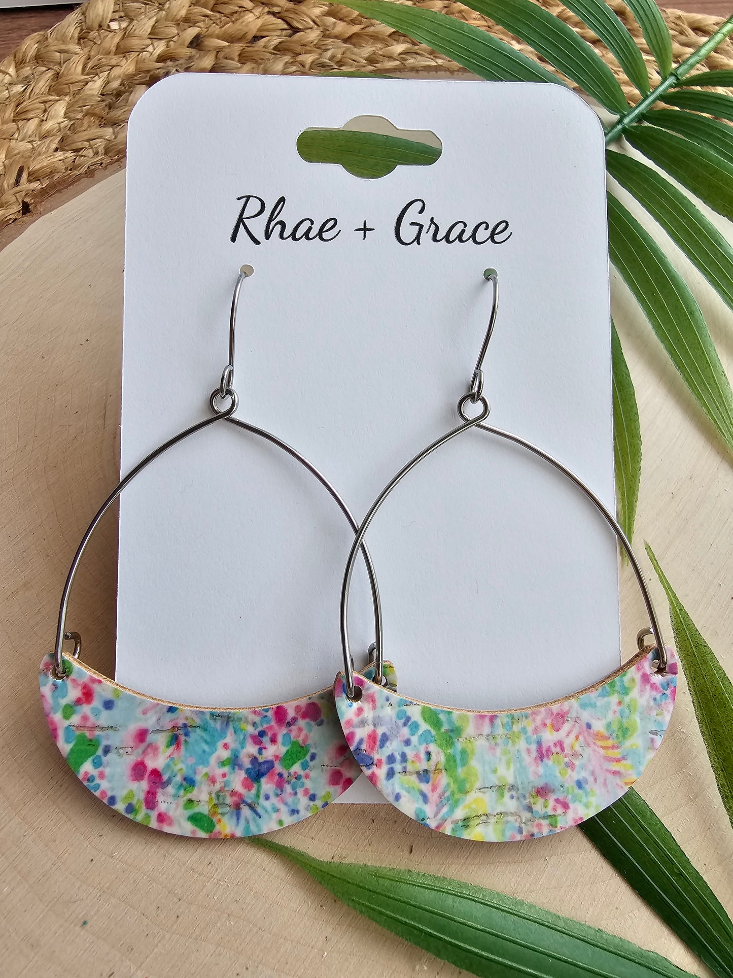 Summer Breeze Floral Crescent Hoop Earrings