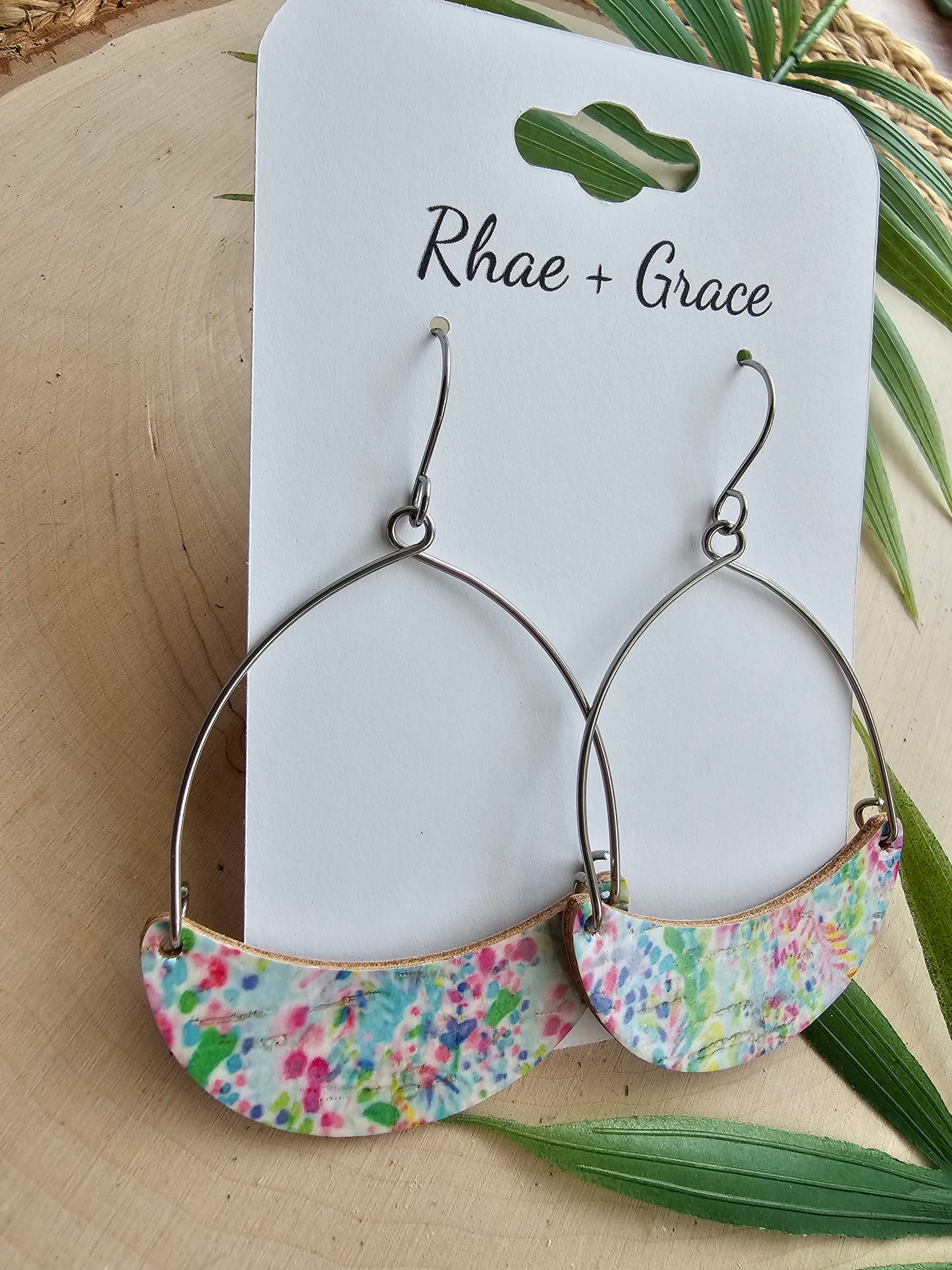 Summer Breeze Floral Crescent Hoop Earrings