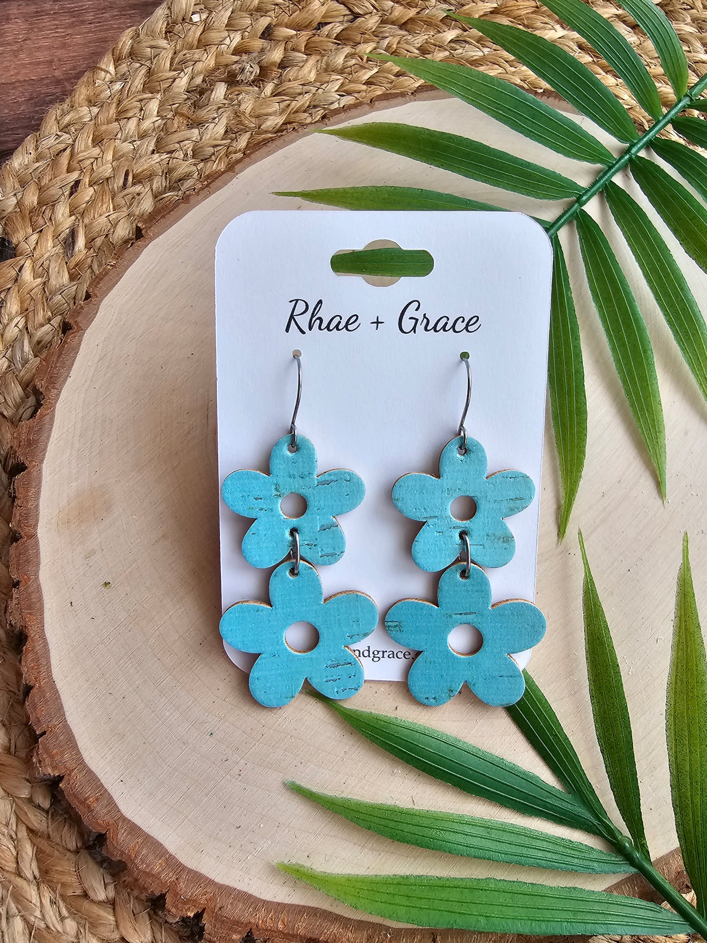 Sky Blue Stacked Flower Earrings