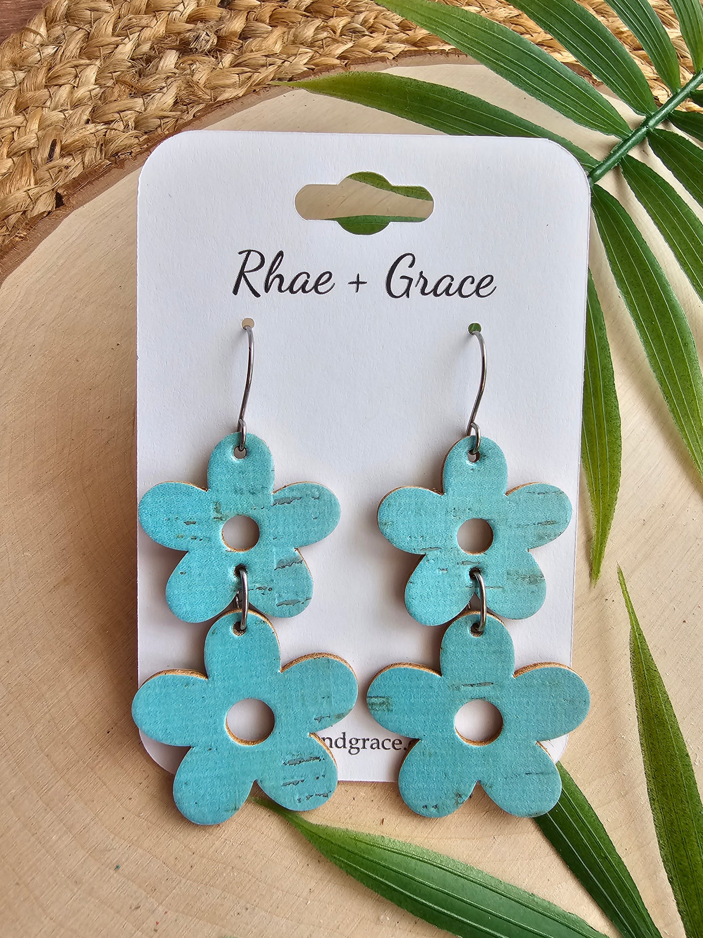 Sky Blue Stacked Flower Earrings