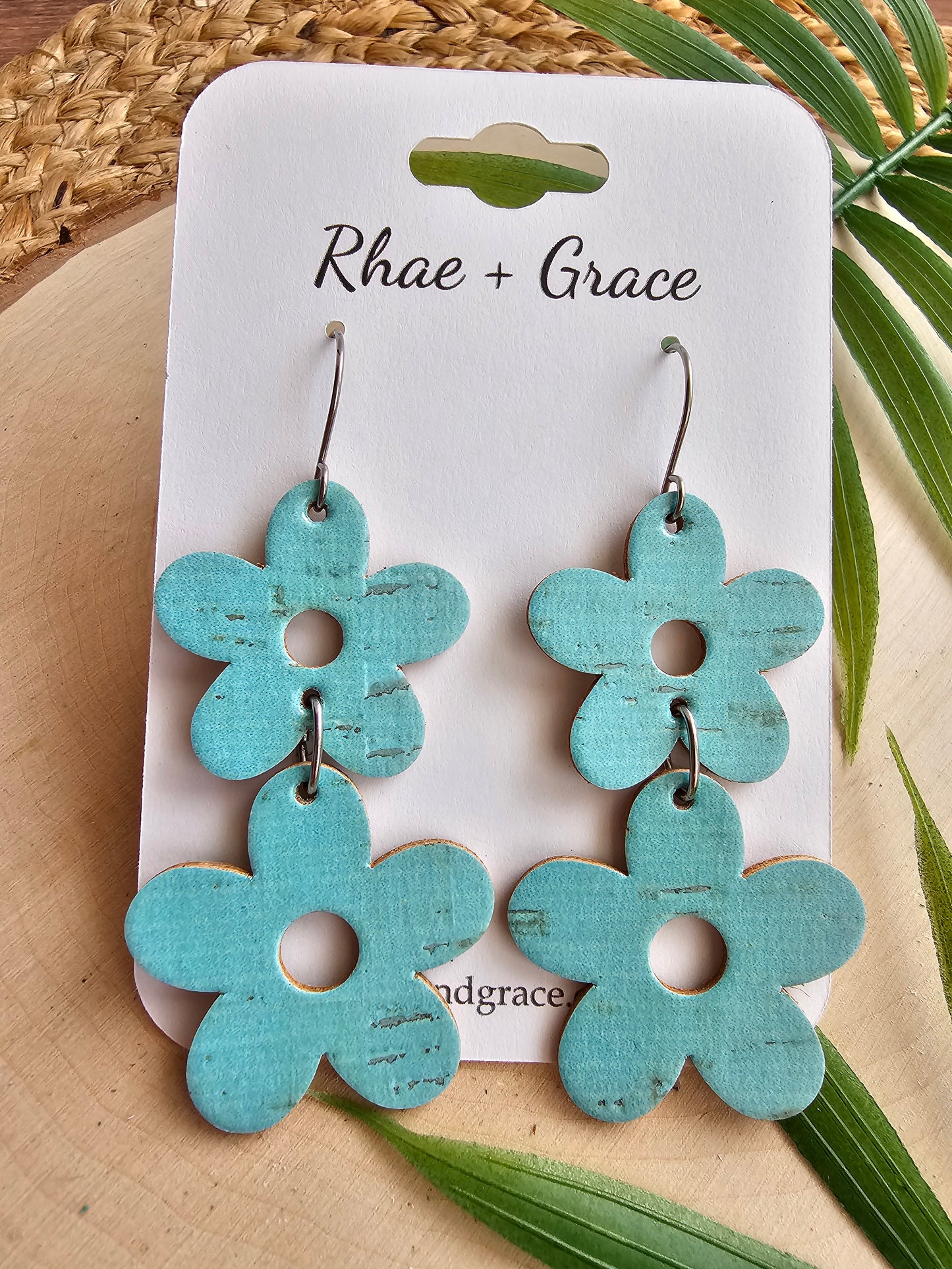 Sky Blue Stacked Flower Earrings