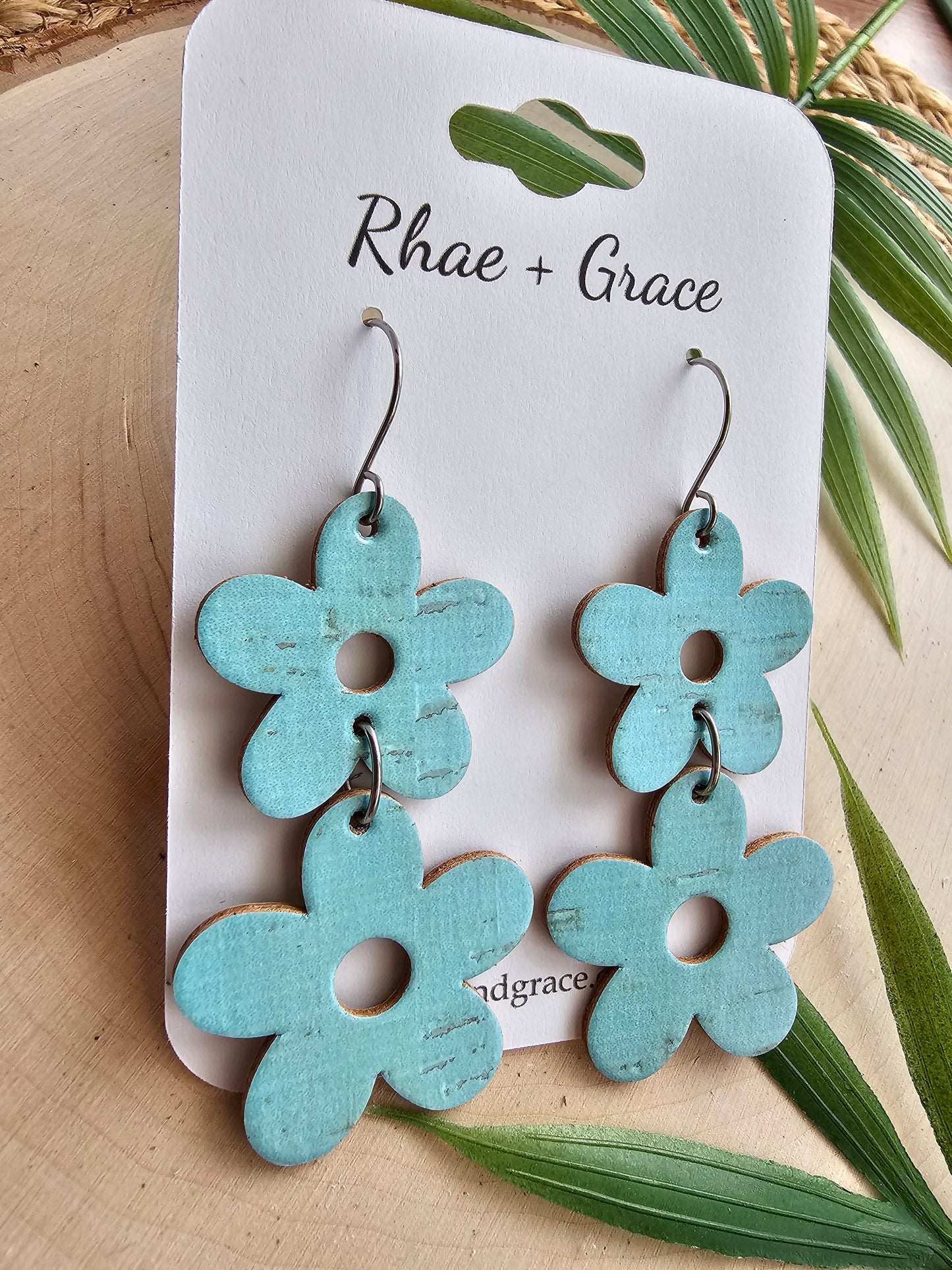 Sky Blue Stacked Flower Earrings