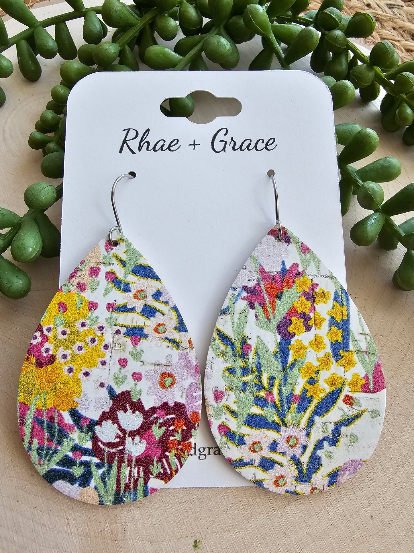 Vibrant Botanical Garden Teardrop Earrings - Large